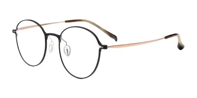 Round Black Rose Gold Eyeglasses