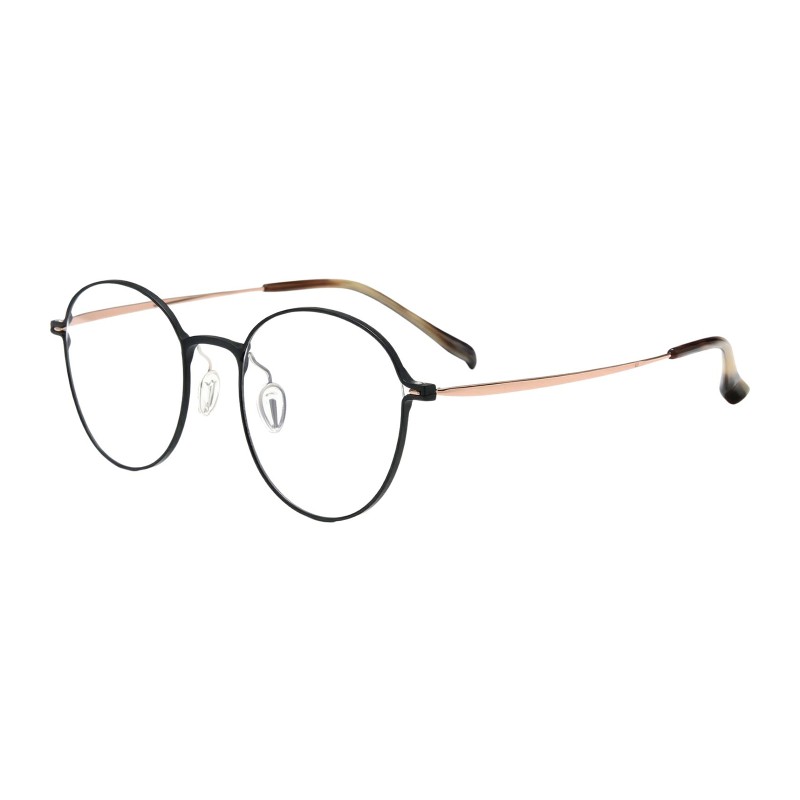 Round Black Rose Gold Eyeglasses