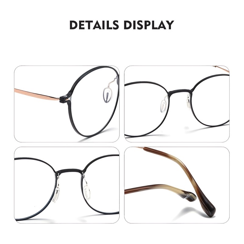 Round Black Rose Gold Eyeglasses