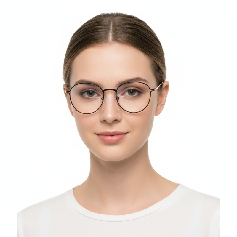 Round Black Rose Gold Eyeglasses
