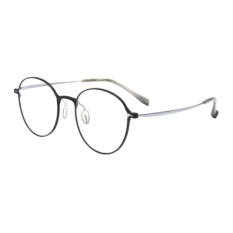 Round Black Silver Eyeglasses
