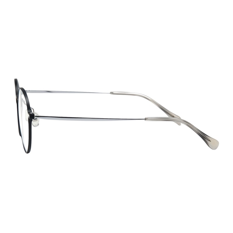 Round Black Silver Eyeglasses