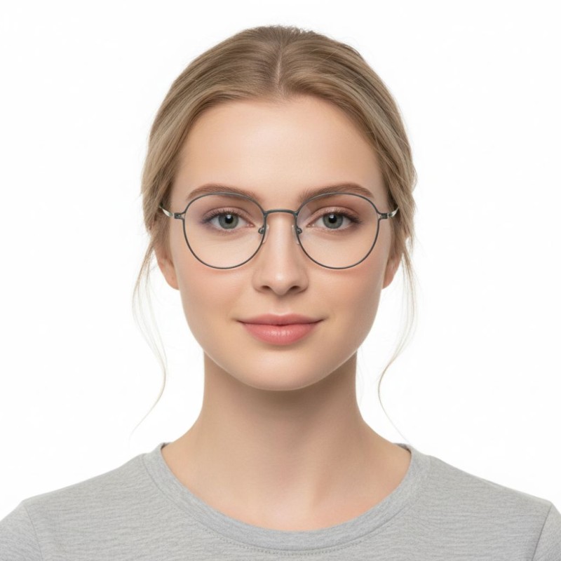 Round Olive Green Eyeglasses
