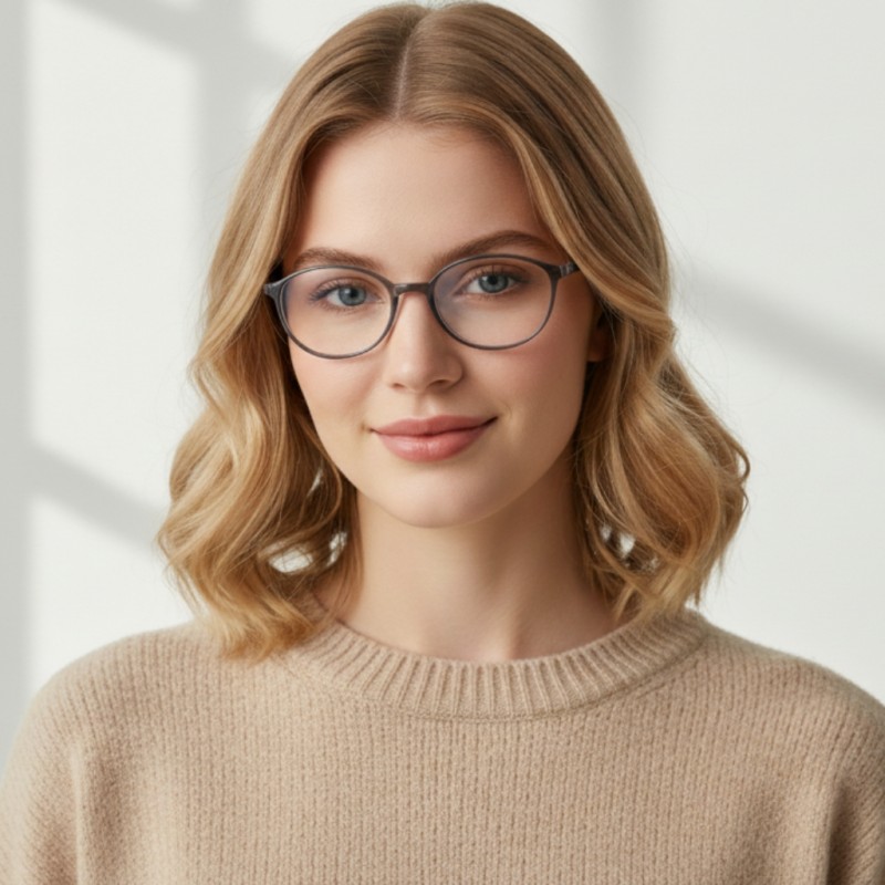 Oval Gray Eyeglasses