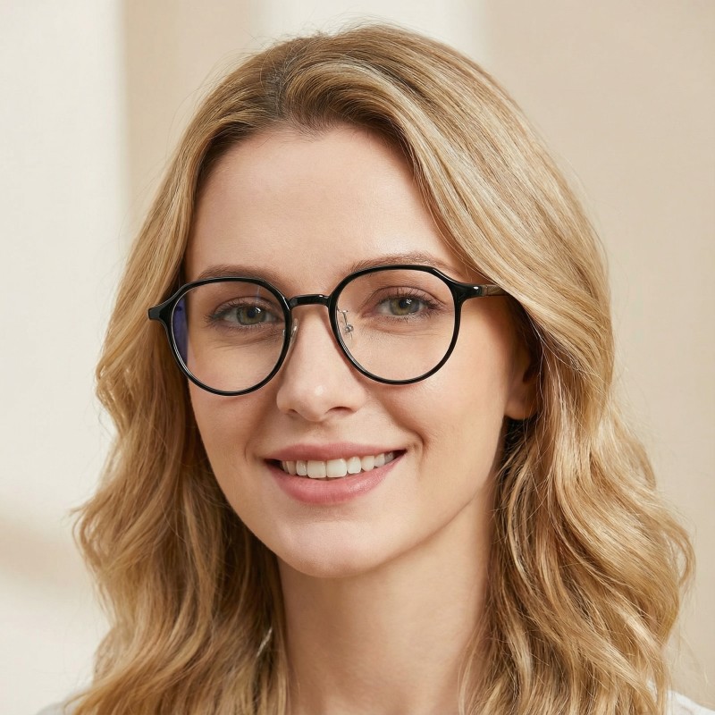 Polygon Black Eyeglasses