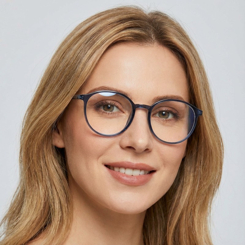 Round Blue Eyeglasses