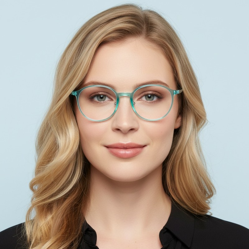 Round Cyan Eyeglasses