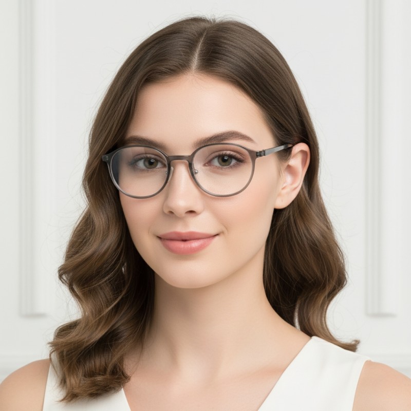Round Gray Eyeglasses