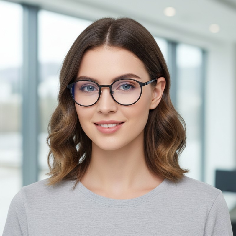 Round Matte Black Eyeglasses