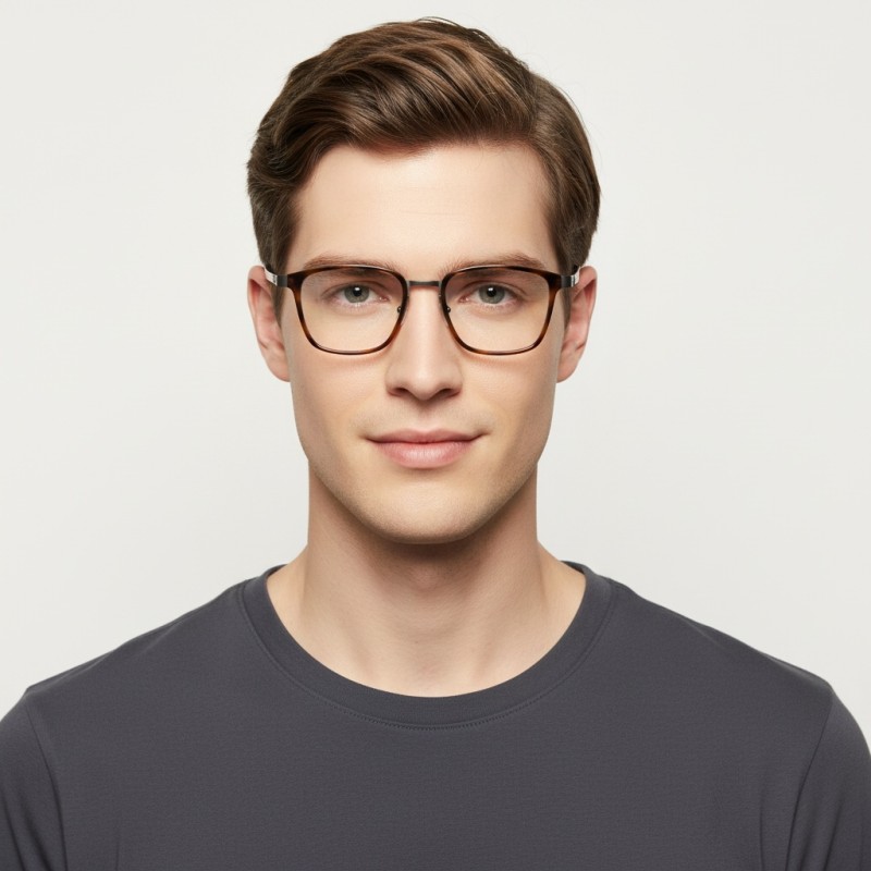Square Tortoise Gray Eyeglasses
