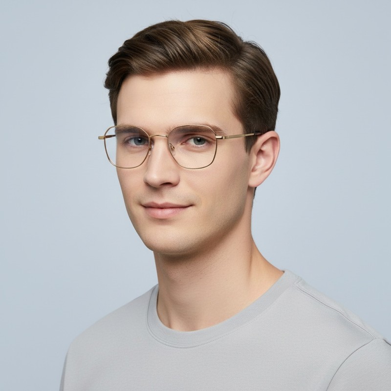 Square Golden Eyeglasses