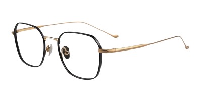 Square Black Golden Eyeglasses