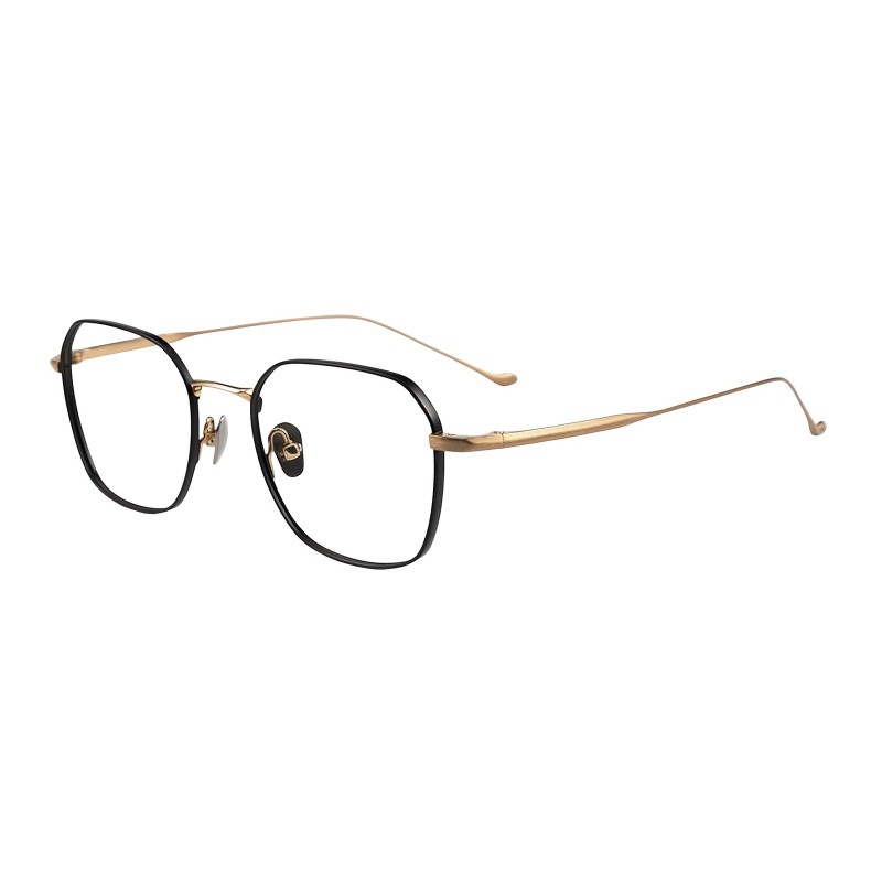 Square Black Golden Eyeglasses