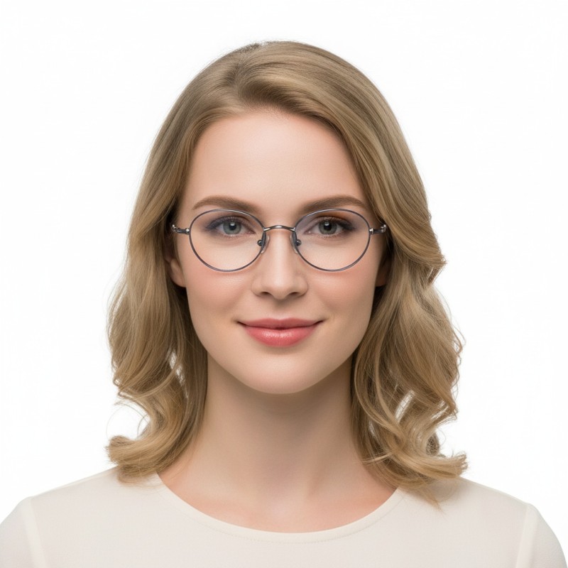 Oval Gunmetal/Blue Eyeglasses