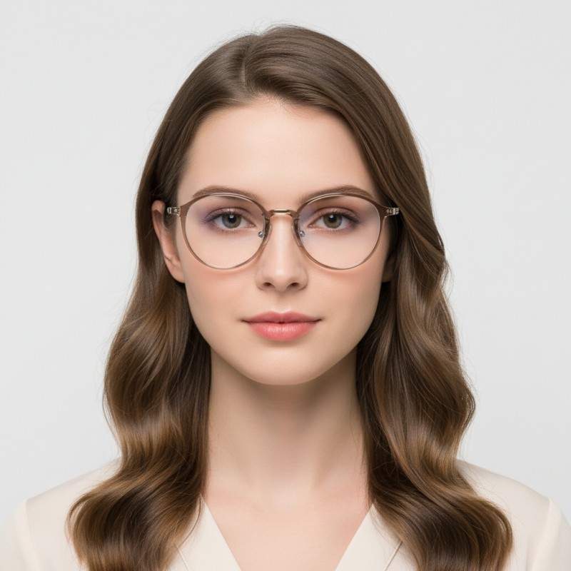 Round Beige Eyeglasses