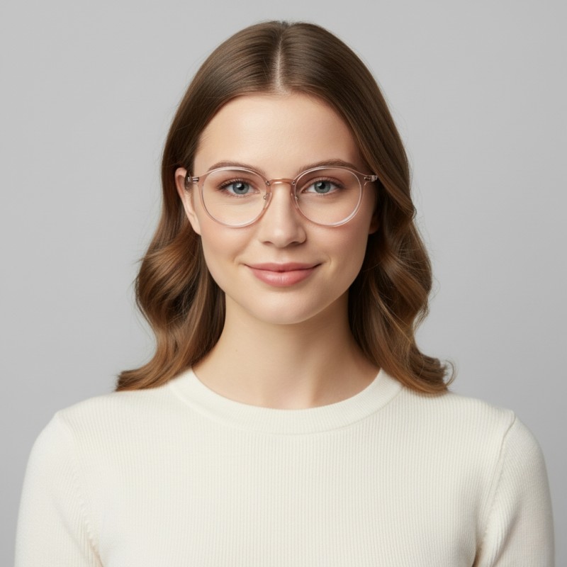 Round Light Nude Pink Eyeglasses