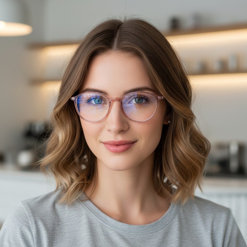 Round Light Pink Eyeglasses