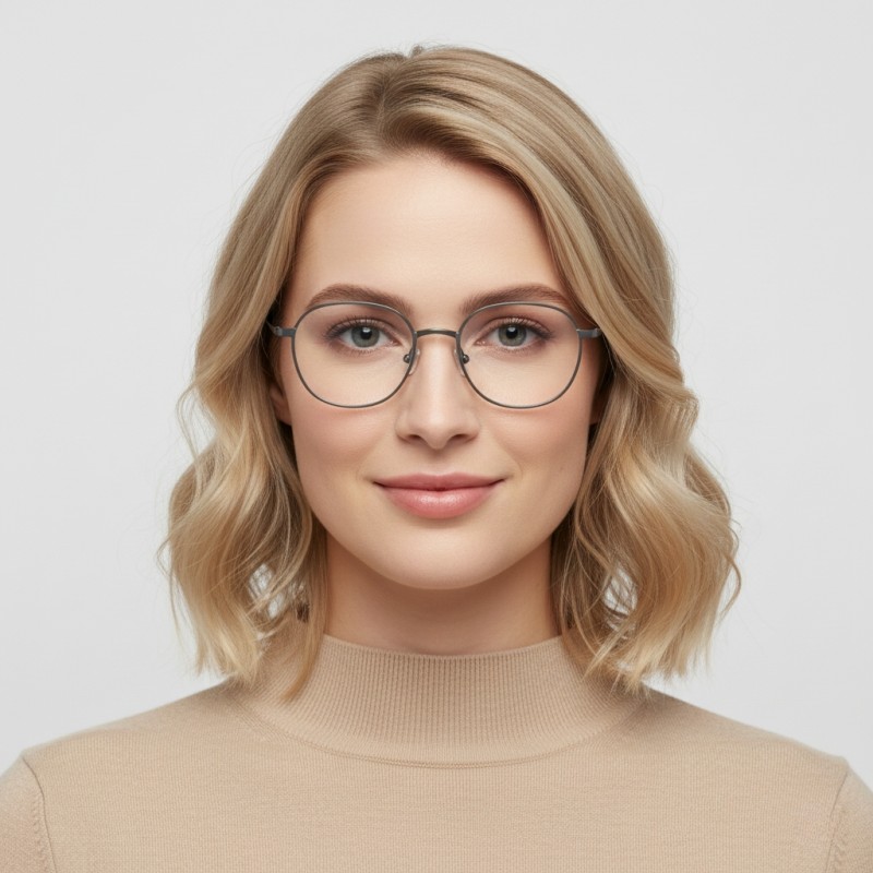 Oval Gray Eyeglasses