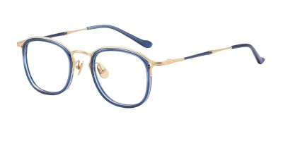 Round Blue Eyeglasses