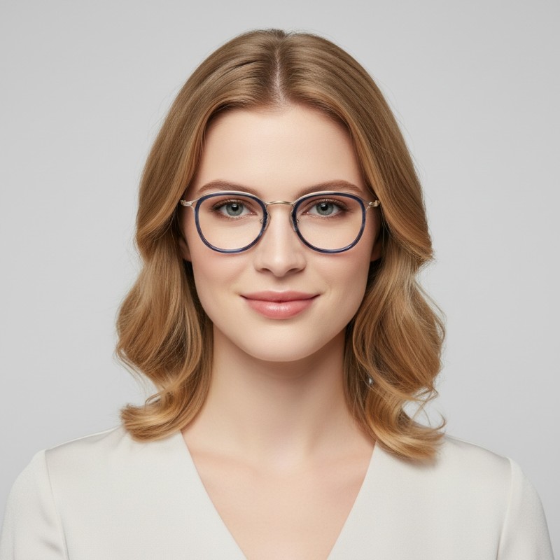Round Blue Eyeglasses