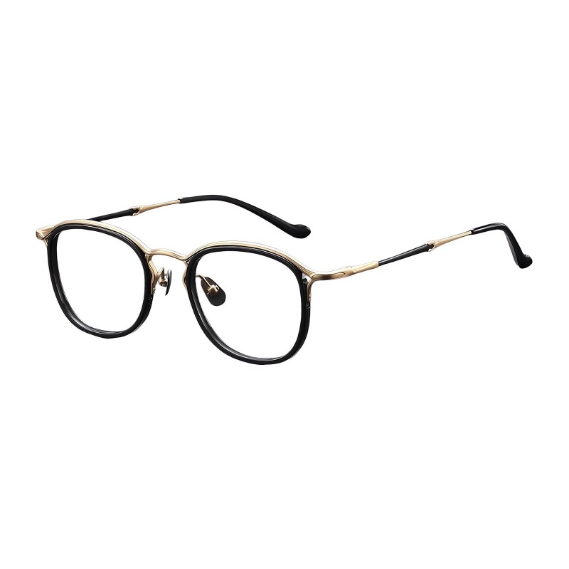 Round Black/Golden Eyeglasses