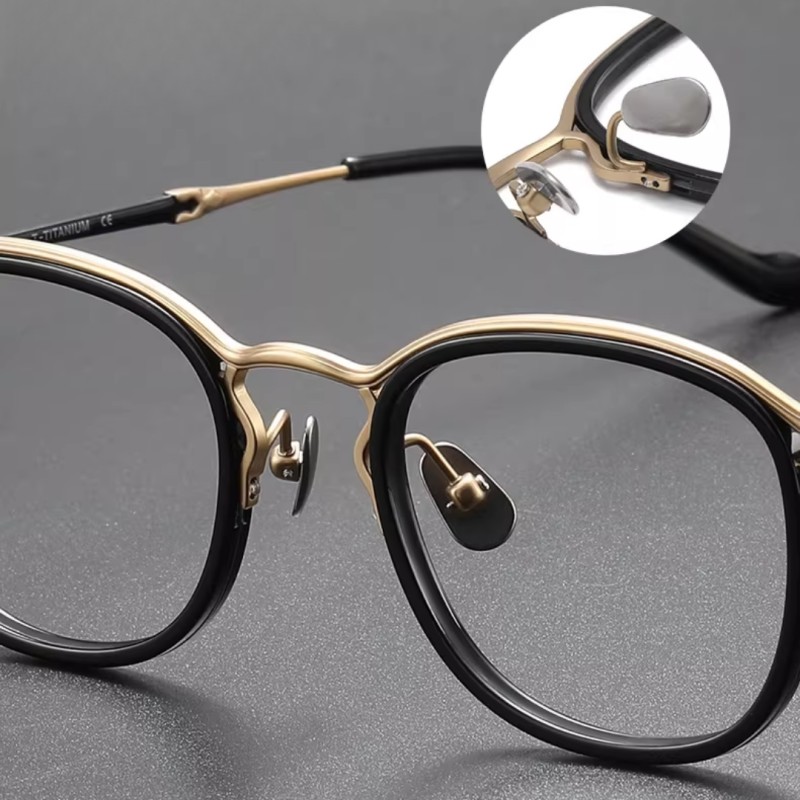 Round Black/Golden Eyeglasses