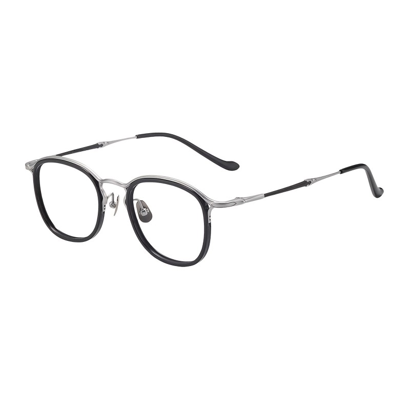 Round Black/Silver Eyeglasses