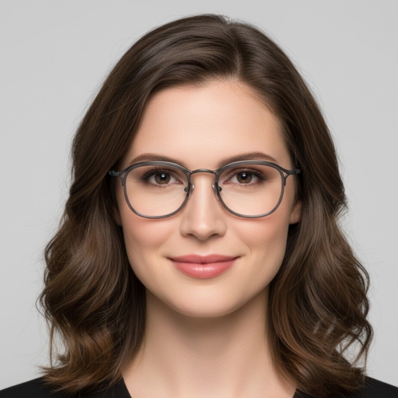 Round Gunmetal Eyeglasses