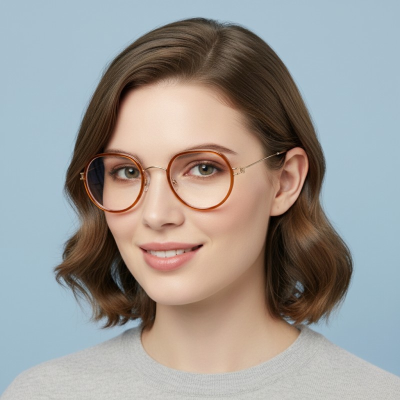 Round Orange Eyeglasses