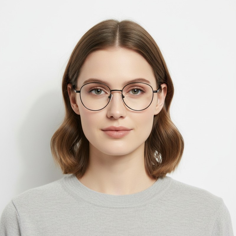 Round Gunmetal Eyeglasses