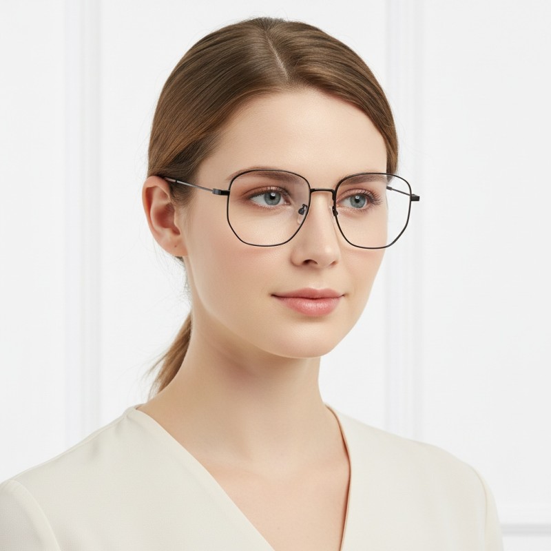 Polygon Black Eyeglasses