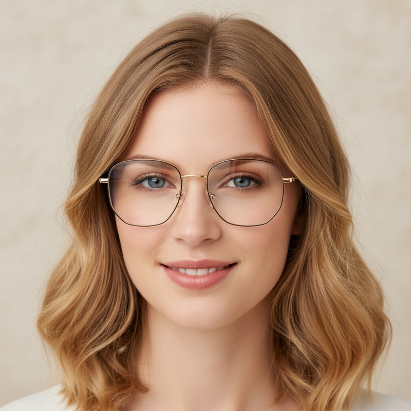 Polygon Black/Golden Eyeglasses