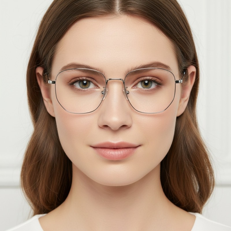 Polygon Silver Eyeglasses