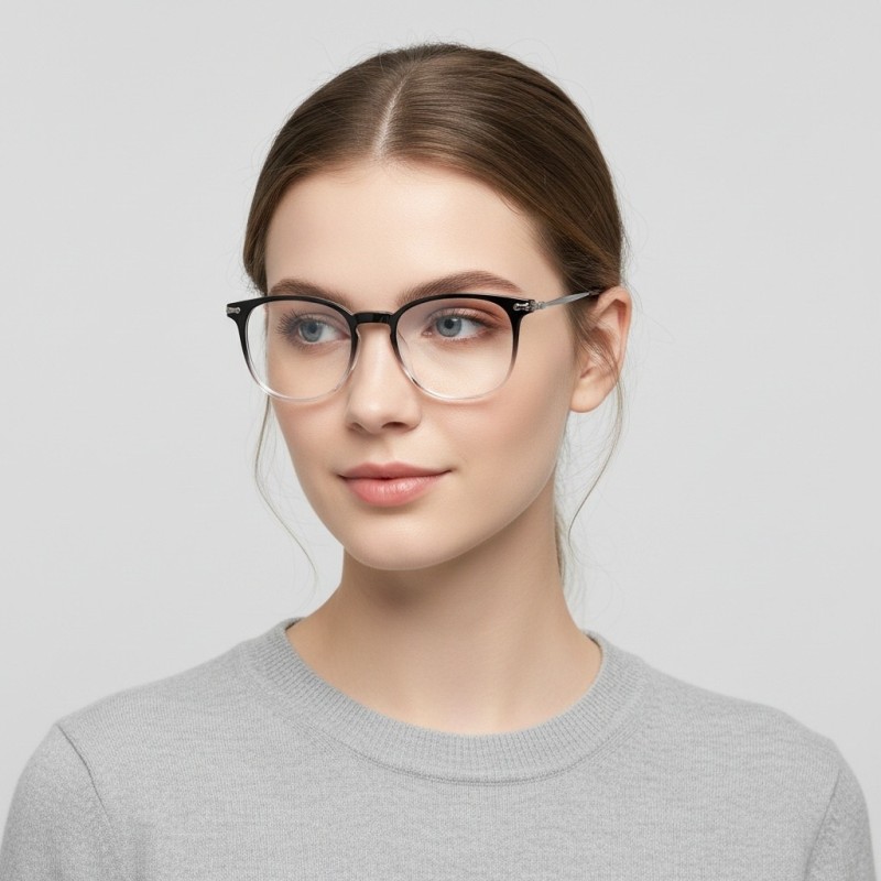 Square Black Crystal Eyeglasses