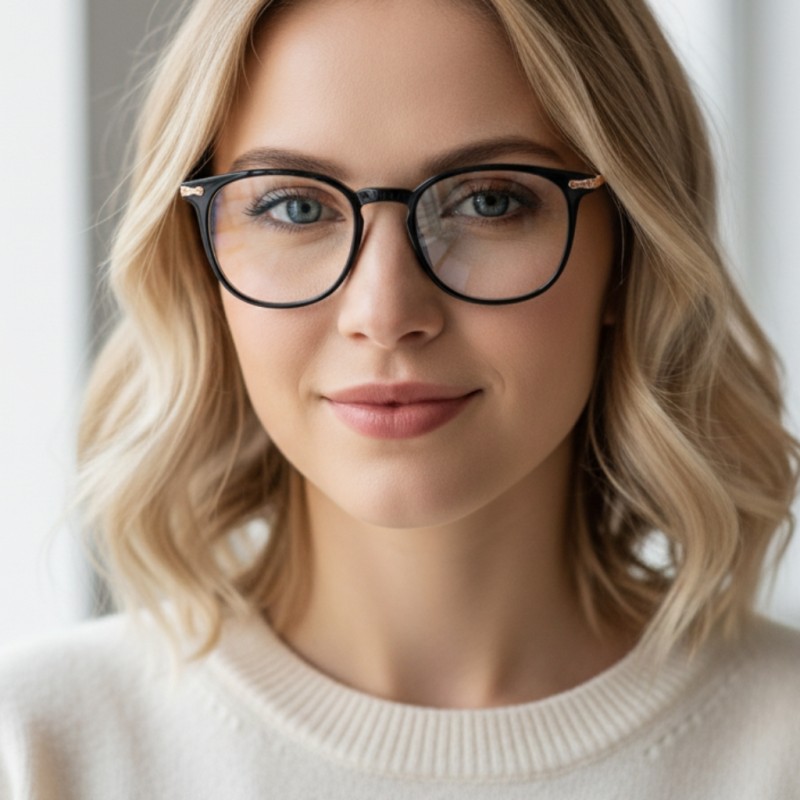 Square Black/Golden Eyeglasses