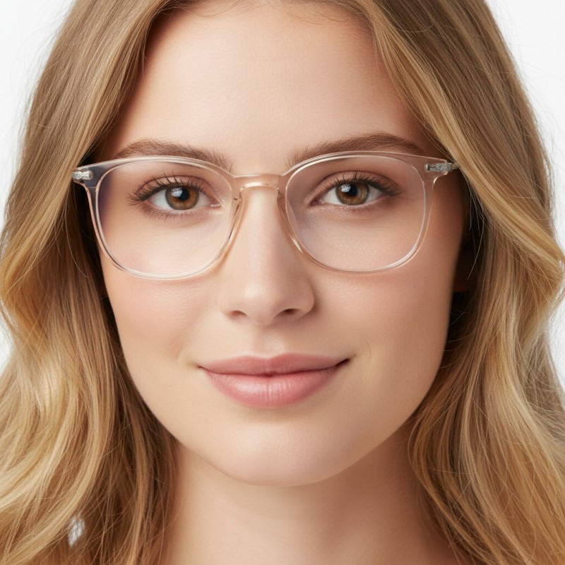 Square Beige Eyeglasses