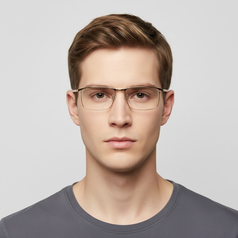 Rectangle Golden Eyeglasses
