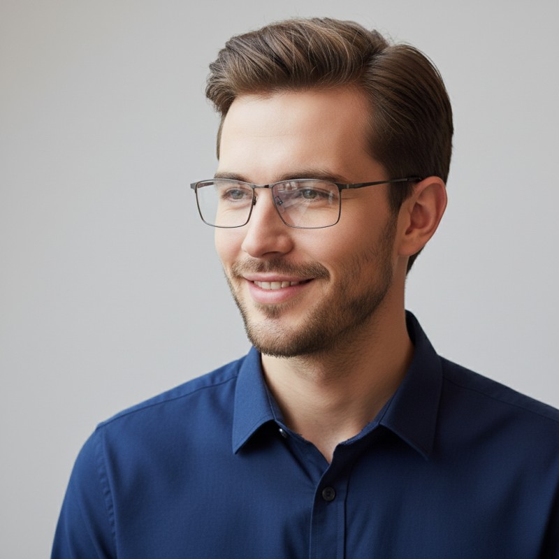 Rectangle Gunmetal Eyeglasses