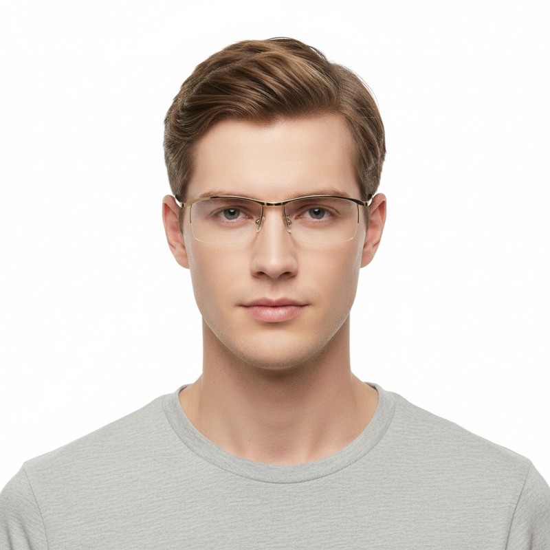 Rectangle Golden Eyeglasses