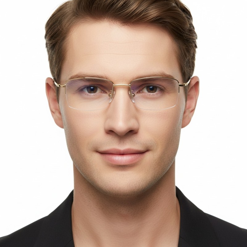 Rectangle Golden Eyeglasses