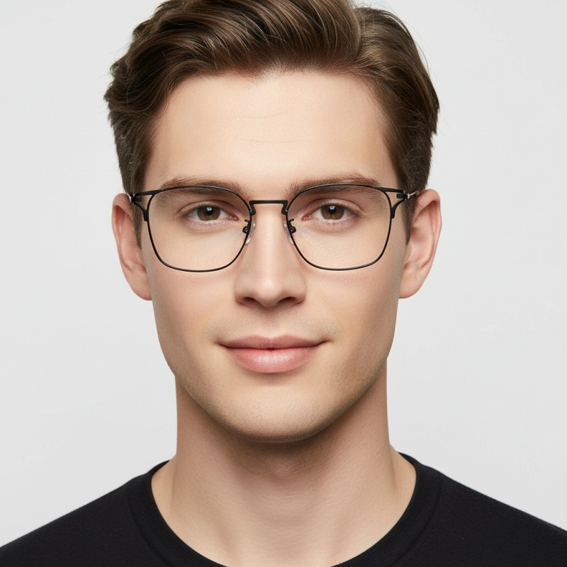 Polygon Black Eyeglasses