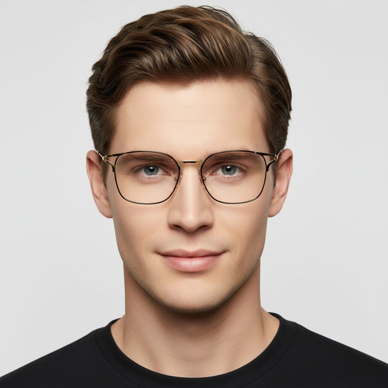 Polygon Black/Golden Eyeglasses