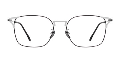 Todd Black Silver Polygon Prescription Glasses