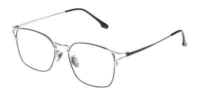 Todd Black Silver Polygon Prescription Glasses