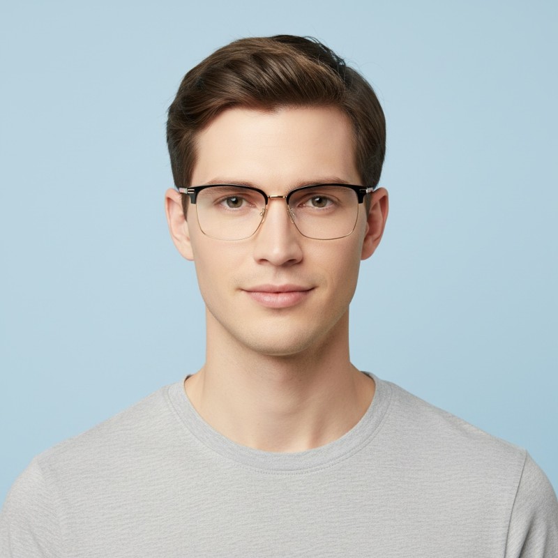 Browline Black Golden Eyeglasses