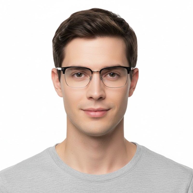 Browline Black Silver Eyeglasses