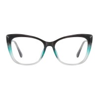 Monica - Cat Eye Black Green Eyeglasses