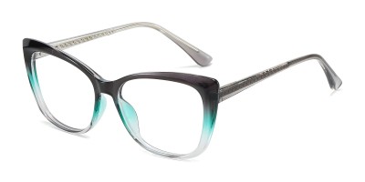 Cat Eye Black Green Eyeglasses