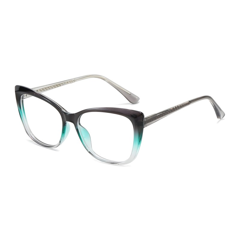 Cat Eye Black Green Eyeglasses