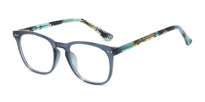 Round Blue Eyeglasses